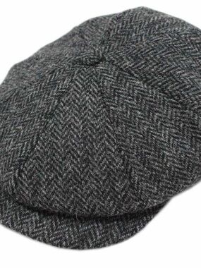Gray Herringbone Newsboy Cap